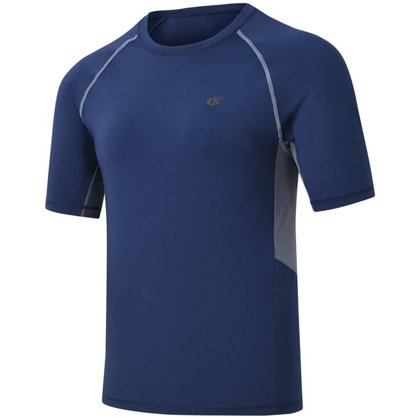 Pdbokew Swim Shirts Short Sleeve for Men Quick Dry Running UPF50+ Sun Protection Rash Guard Top