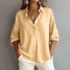 thumbnail image 1 of TaTaai Womens Linen Long Sleeve Button Down Cardigan Solid Color Loose Fit Collared Casual Open Front Blouse Gift, 1 of 6