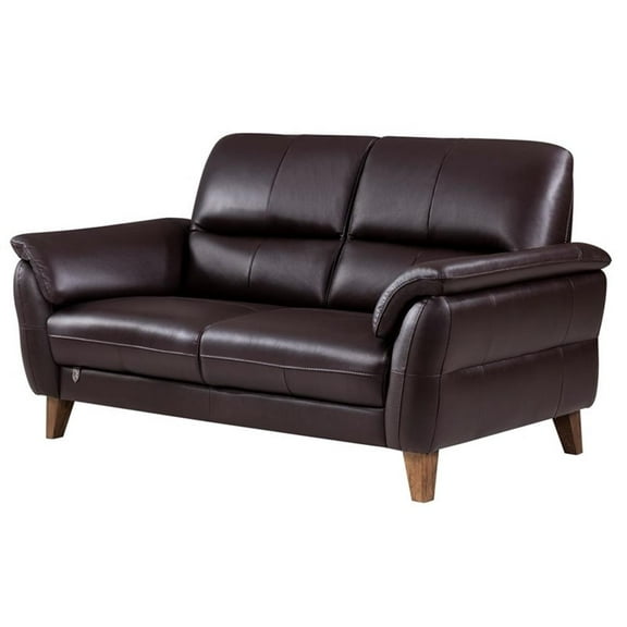 EK073 Dark Chocolate (Brown) Color With Italian Leather Loveseat
