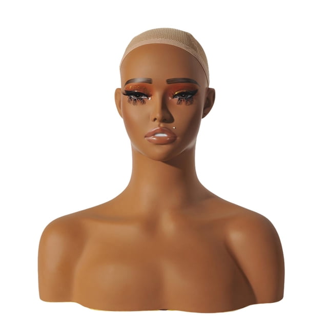 Soporte para peluca con cabeza de maniquí, soporte multifuncional para exhibición de pelucas, para sombreros, aretes, accesorios de belleza, bufandas
