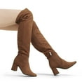 thumbnail image 3 of BURUDANI Women’s Winter Thigh High Over the Knee Fashion Chunky Heel Long Boots BROWN/SUEDE Size 6, 3 of 6