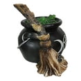 thumbnail image 2 of Wicca Triple Moon Goddess Pentagram LED Light Cauldron And Broomstick Figurine, 2 of 9