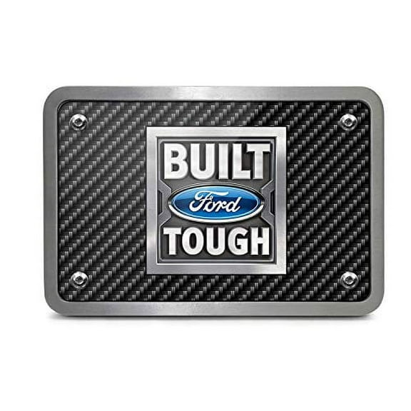 Ford Built Ford Tough Black Carbon Fiber Look Plate Billet Aluminum 2 inch Tow Hitch Cover