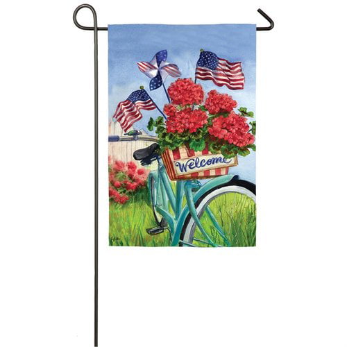 Garden Patriotic Bicycle 2 Sided Suede, Evergreen Flag And Garden