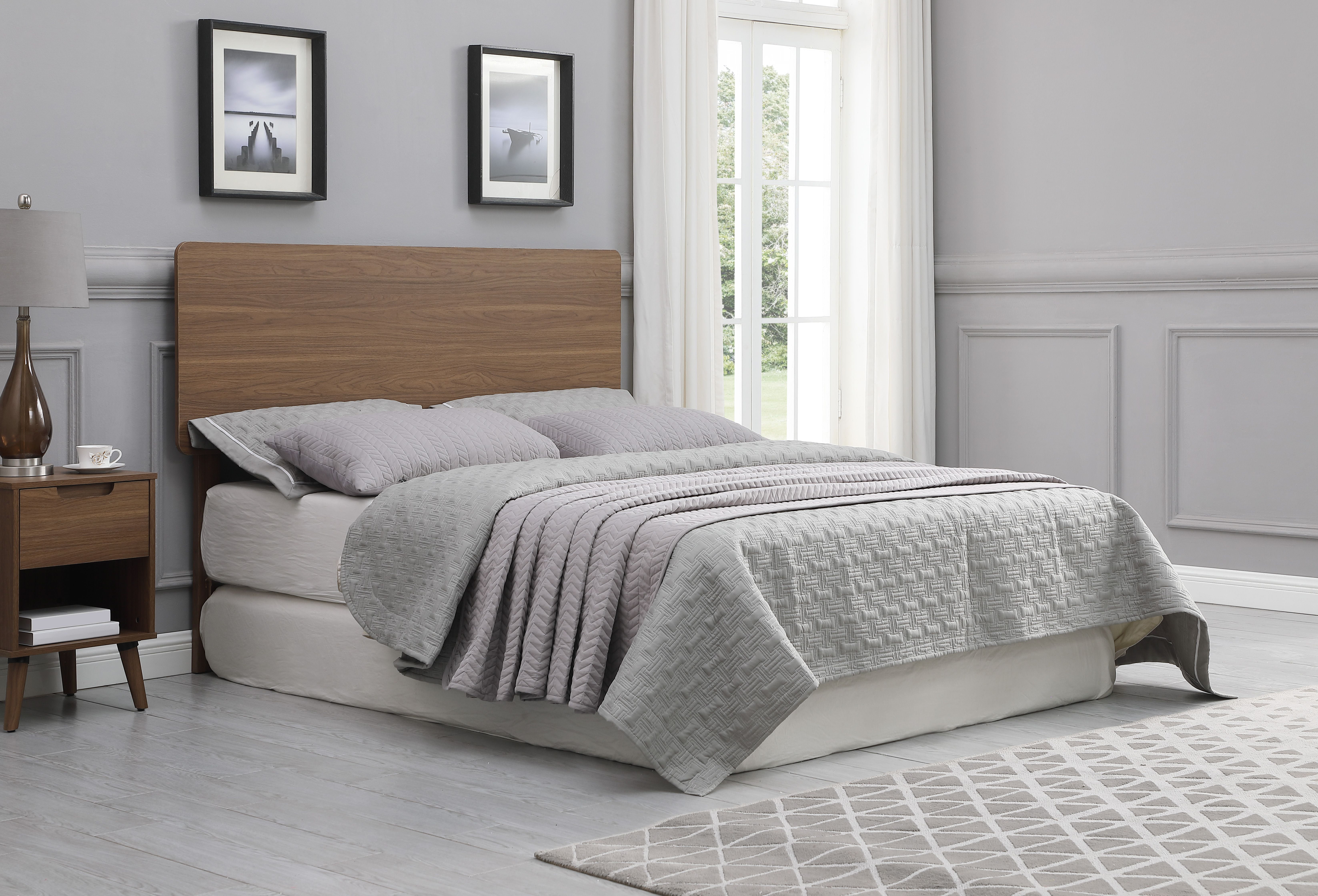 Mainstays Modern Queen Wood Headboard, Brown Walnut