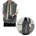 thumbnail image 2 of Trosgynnu Men Sleeveless Sweatshirt Loose Fit Pure Color Casual Men Pullover Hoodie with Pocket for Spring Summer Gray XL, 2 of 8