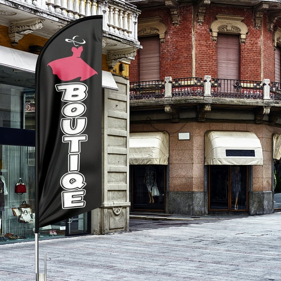 Boutique Sign Feather Flag,8FT Boutique outdoor advertising flag, Boutique Business Sign,Boutique Swooper Flag（FLAG ONLY）