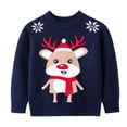 thumbnail image 4 of Odeerbi Toddler Boys Girls Christmas Sweater Cute Winter Thermal Knit Crewneck Sweater Kids Baby Fall Christmas Pullover Sweater Knitted Bottoming Shirt Toddler Clothes Navy, 4 of 4