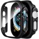 thumbnail image 1 of Smiling Paquete de 2 estuches con protector de pantalla de vidrio templado incorporado, compatible con Apple Watch Series 9 (2023) /Series 8 /Series 7 de 41 mm, estuche rígido para PC, cubierta protec, 1 of 4