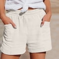 thumbnail image 4 of LEKODE Womens Casual Loose Elastic Drawstring Summer Beach Bermuda Pocketed Shorts White M, 4 of 7