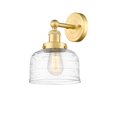 thumbnail image 2 of Innovations Lighting  Large Bell - 1 Light 7" Sconce Satin Gold/Clear Deco Swirl, 2 of 5