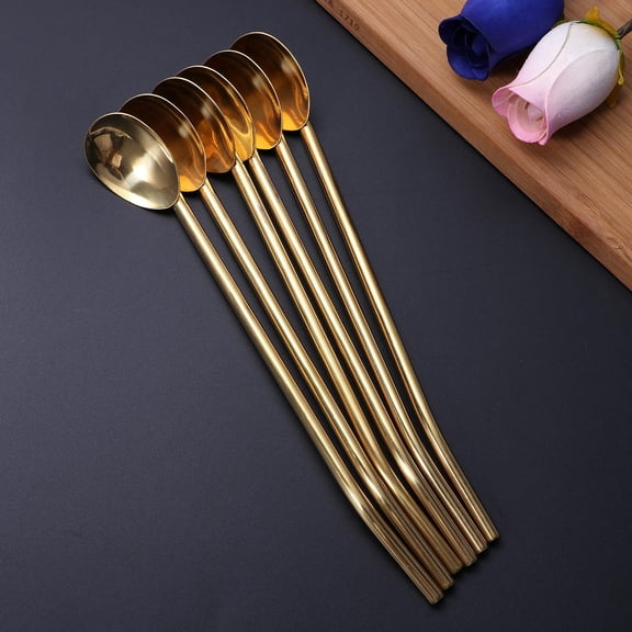 HOOWIFFY 4-Pack Stainless Steel Honey Stirring Spoons for Kitchen Tall Glass and Tea Stirring