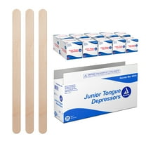 Dynarex Tongue Depressors, Non-Sterile, 5.5" Junior-Sized Length, For Mouth Checkups, Crafts, or Waxing, Beige Birch Wood - 1 Case of 5000, 10 Boxes of 500