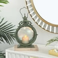 thumbnail image 6 of Westcharm Metal Round Railroad Candle Lantern with Curved Glass, Outdoor Hanging Candle Holder, Antique Verdigris Finish, 6 of 7