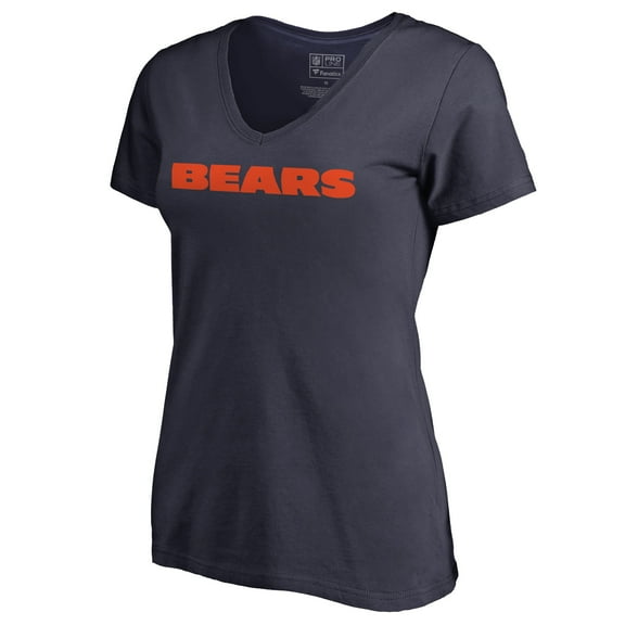 Women's Navy Chicago Bears Wordmark V-Neck T-Shirt