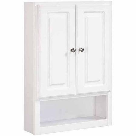 Design House 531319 Concord White Gloss Wall Bathroom Cabinet with 2 Doors and 1-Shelf