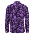 thumbnail image 3 of Purple Skull Shirt Men Halloween Print Casual Shirts Autumn Harajuku Custom Blouses Long Sleeve Fashion Oversized Clothing Gift, 3 of 5