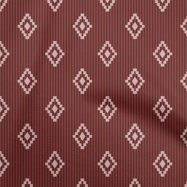 oneOone Cotton Flex Maroon Fabric Geometric With Stripes Sewing Craft  Projects Fabric Prints By Yard 40 Inch Wide 