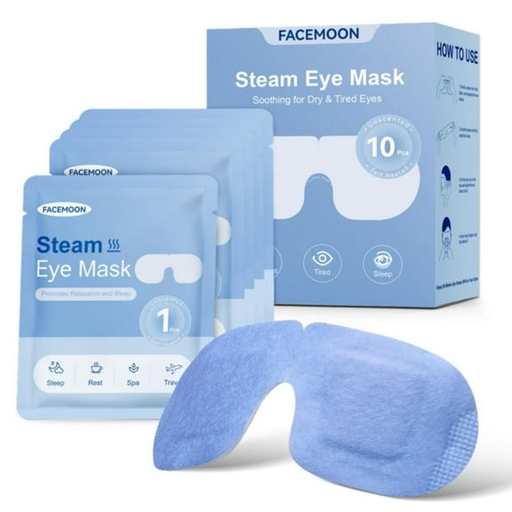 FACEMOON Disposable Steam Eye Mask for Sleeping Light-Blocking Design Comfortable Safe Travel Relaxing Restful Sleep Comfort