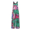 thumbnail image 1 of Gureui Women Retro Boho Floral Overalls Casual Summer Jumpsuit Sleeveless Suspender Wide Leg Baggy Harem Pants Loose Romper Trousers with Pockets, 1 of 4