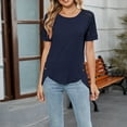thumbnail image 6 of Ltctricy Women's Tops Trendy Lace Short Sleeve Crew Neck Asymmetrical Hem T Shirts Casual Tunic Blouses, 6 of 7