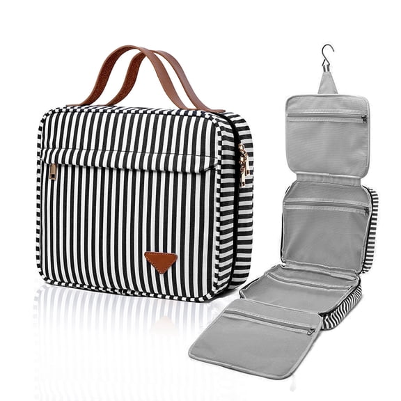 Hanging Travel Toiletry Bag,Large Capacity Cosmetic Travel Toiletry Organizer for Women with 4 Compartments & 1 Sturdy Hook,Perfect for Travel/ Daily Use