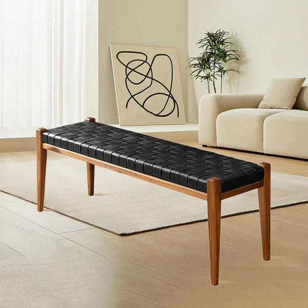 Leather long bench discount