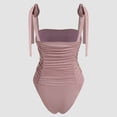 thumbnail image 3 of Traje de baño de una pieza para mujer, plisado, sexy, ajustado, que cubre el vientre, traje de baño conservador, 3 of 5
