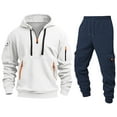 thumbnail image 3 of MLQIDK Mens Big and Tall 2 Piece Set Workout Gym Fleece Hoodie and Cargo Sweatpants Athletic Sweatsuits Winter Casual Tracksuits Jogging Sweat Suits Lounge Outfit Navy S, 3 of 5