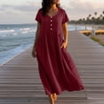 thumbnail image 2 of yoeyez Summer Maxi Dresses For Women Casual Plus Size Cotton Linen Dress Crew Neck Irregular Loose Long Dress With Pockets Vestidos Elegantes de Mujer, 2 of 7