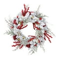 thumbnail image 2 of 35CM Christmas Wreath for Front Door Artificial Snow Flocked Wreath with Red Berries Red White Flowers Gold Balls Small Wreath for Fireplace Windows Wall Table Centerpiece Xmas Holiday Decor, 2 of 6