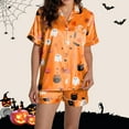 thumbnail image 2 of Women's Pajama Sets – Soft Cotton 2 Piece Lounge Sets, Comfortable Sleepwear for Summer Comfortable Women Pajama Sets For Halloween Stylish Round Neck Design With Decorative Pattern For Fall, 2 of 7