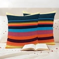 thumbnail image 3 of Black Orange Striped Outdoor Waterproof Pillow Covers, Vintage Minimalist Art Aesthetic Decorative Square Throw Pillowcase Sofa Cushion Sham for Patio/Couch/Chair, 16"x16" 2 Pack, 3 of 8