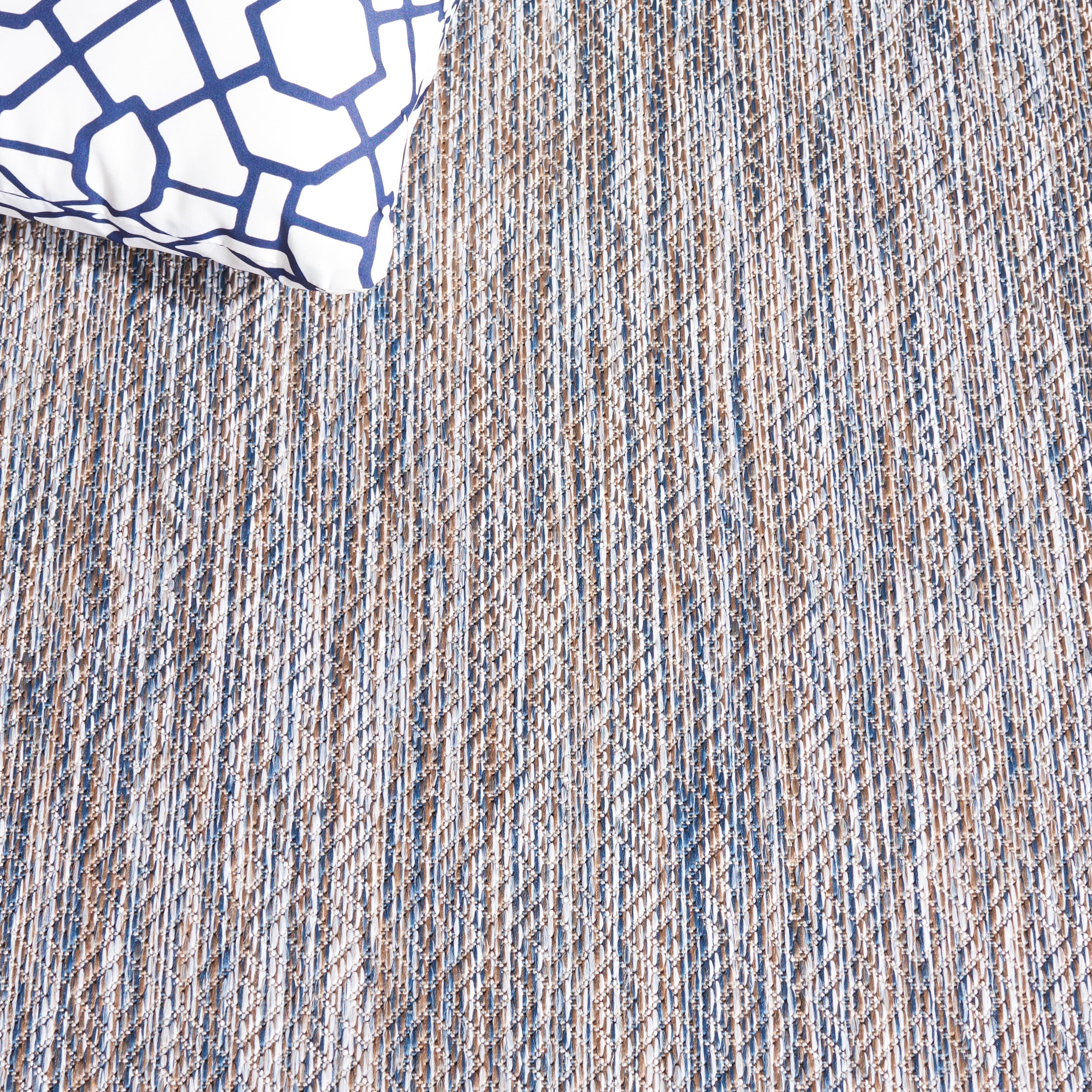 Safavieh Courtyard Mitre Geometric Indoor/Outdoor Area Rug, Ivory Blue/Beige, 6'7" x 6'7" Round