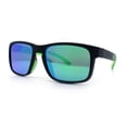 thumbnail image 4 of Polarized Color Mirror Light Weight Rectangle Sport Plastic Sunglasses Black Green - Green Mirror, 4 of 8