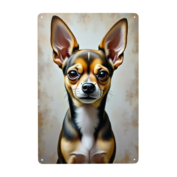 Vintage Metal Tin Sign Chihuahua Dog Wall Art Pet Portrait Home Decor Kitchen Decor 8x12 Inch Metal Sign