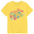 thumbnail image 2 of School Uniform Tshirts Girls Casual Letter Print Tee Short Sleeve Round Neck Top Boys T Shirts Yellow 3-4 Years, 2 of 3