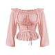 thumbnail image 2 of Gibobby Blusa Casual Para Mujer Camisa casual de manga larga con hombros descubiertos y hombros descubiertos para mujer（Rosa， XXL), 2 of 4