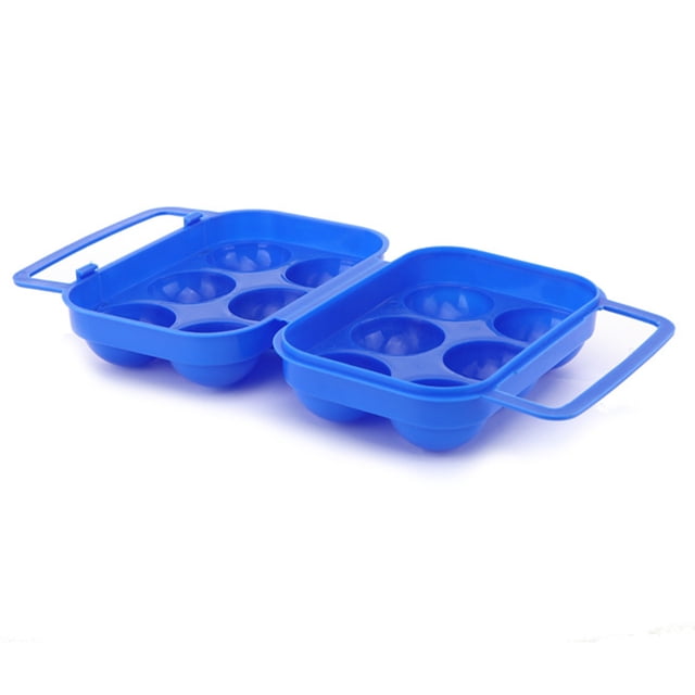 Contenedor portátil de plástico para 6 huevos de camping para exteriores, caja de almacenamiento con asa