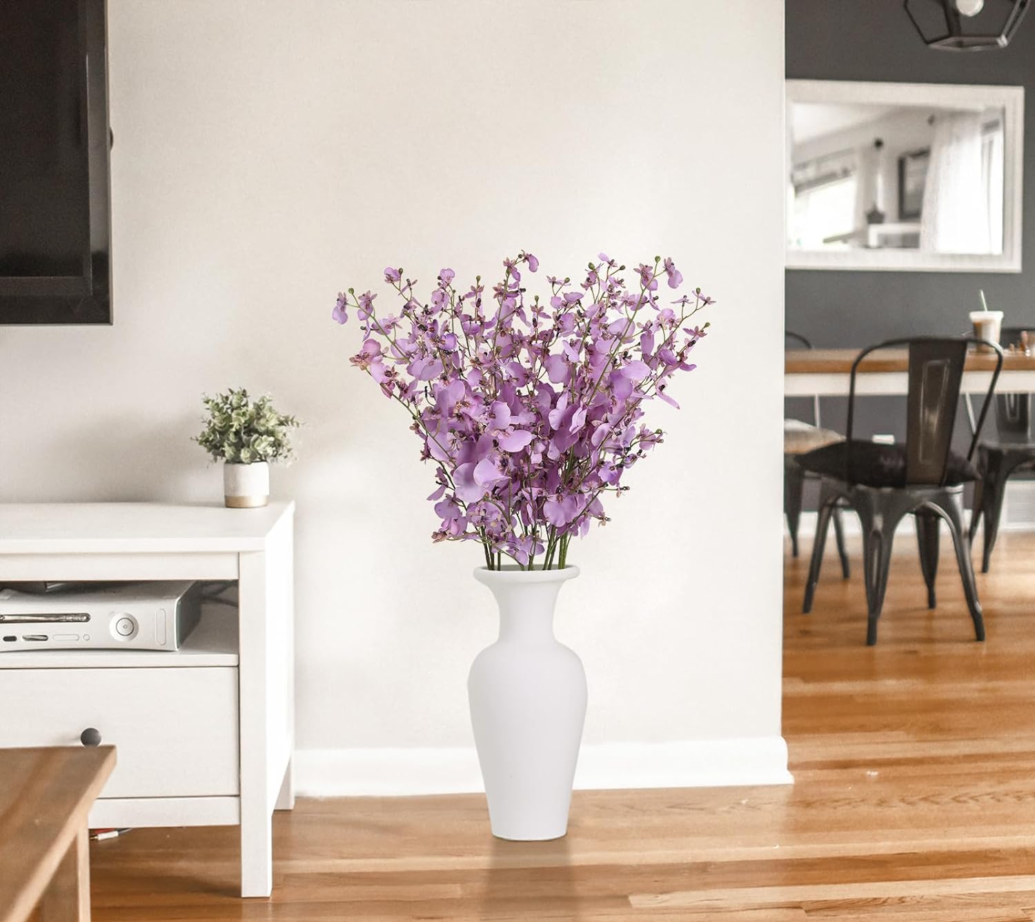 Artificial Orchids Silk Flowers,10 PCS (Each 37'') White Orchids Artificial Flowers Fake Orchid Long Stem Artificial Flowers Fake Silk Flowers for Indoor Outdoor Wedding Home Office Decoration(White)