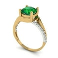 thumbnail image 2 of Clara Pucci 14K White/Yellow Gold Solid Gold Emerald Solitaire with Accents Anniversary Ring for Women - 1.71 cttw Round Cut, 2 of 8