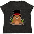 thumbnail image 3 of Inktastic Groundhog Day with Groundhog in Top Hat Women's Plus Size T-Shirt, 3 of 5