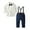 White Shirt + Navy Overalls, variant on YTDSCS 1-8Y Toddler Kids Boys Dress Shirt Shirts Overalls Outfit for Boys Baby Formal Gentleman Bow Tie White Shirt + Royal Blue Trouser Dress Suit