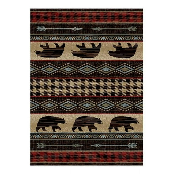 Mayberry Rug Lodge King Bear Down Area Rug - Red - 2 ft. 3 in. x 7 ft. 7 in.