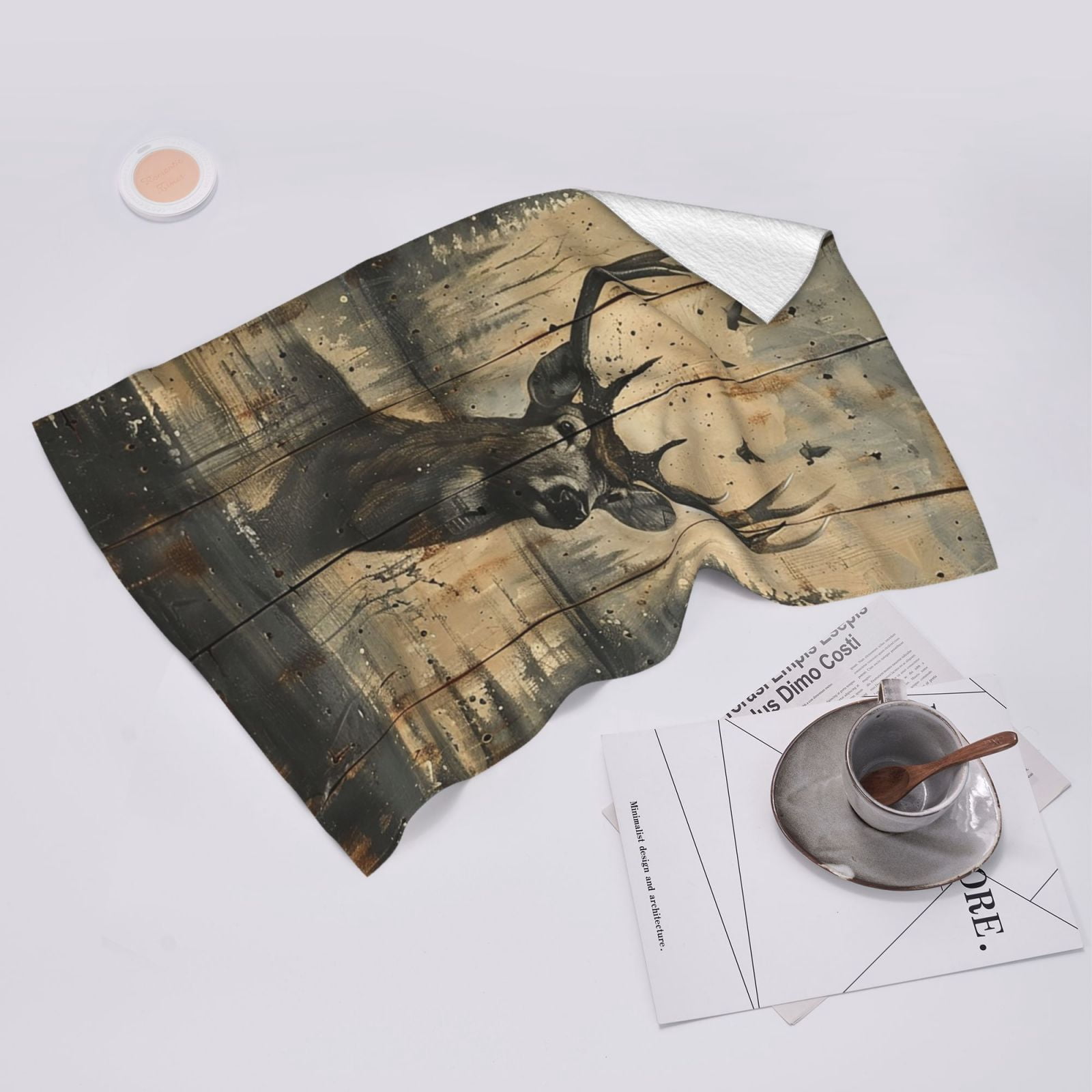 Deer Vintage Camo Art Black 27.5" x 16" Ultra Soft Hand Towel, Face Wash Cloth for Bathroom, Gym, Travel, Pool