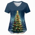 thumbnail image 4 of Towmus Christmas Scrub Tops Woman V Neck Funny Graphic Pattern Short Sleeve Nursing Tops Xmas Holiday Print Fashion Top with Pockets S-3XL, 4 of 5