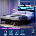 thumbnail image 6 of Satifur Queen Size Bed Frame with 2 Storage Drawers Headboard, LED & Charging Station, Black oack, 6 of 11