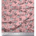 thumbnail image 1 of Soimoi Pink Rayon Fabric Coffee & CHill Text Print Fabric by Yard 56 Inch Wide, 1 of 5