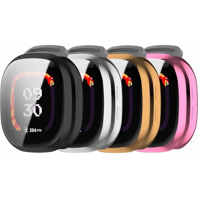 KOMI Case Compatible for Fitbit Ace LTE Screen Protector, All-Around Protective Cover Soft TPU Plated Bumper Frame for Google Fitbit Ace LTE Kids Smartwatch (Black&Silver&Rose&Pink)