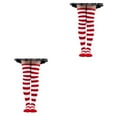 thumbnail image 1 of Shengyu Chaussettes Hautes Confortables à Rayures pour Costume Fête Douces et Confortables à Motifs Blanc Doux Rouge 50cm 2Set, 1 of 6